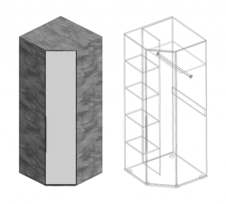 Лео шкаф 1-ств угловой  (780*780*2100)